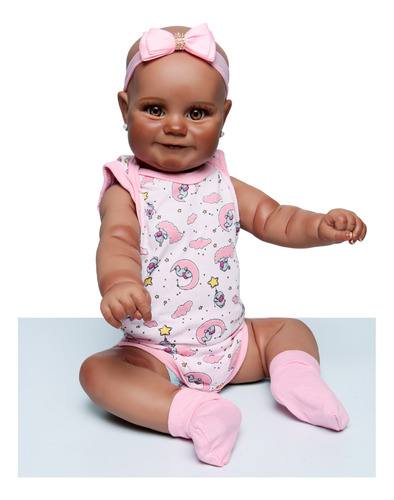 Boneca Bebê Reborn Negra Sophia 52cm Realista - Mundo Kids